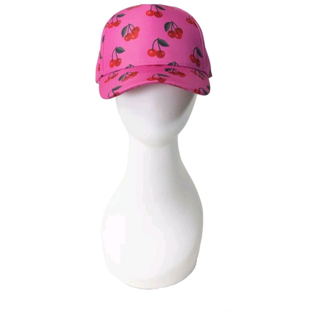 Wonder Nation Girls Baseball Hat, Pink Cherry print tie Back pink color
